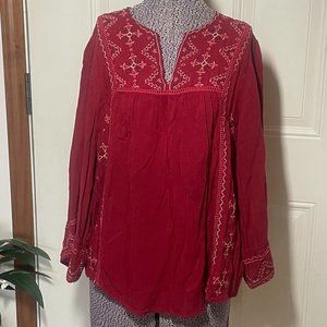 Knox Rose Boho Embroidered V Neck Floral Top